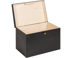 HAUDT® Houten kistje BAS met slot - zwart - koperen sleutel - kist - opbergkist
