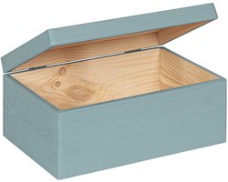 HAUDT® houten kistje EVA mini DENIM - met klepdeksel - 30 x 20 x 13 cm - blauw