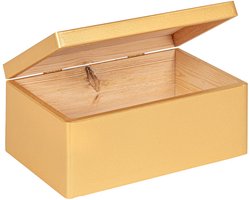 Haudt® Houten kistje EVA Mini Goud met klepdeksel - 29,5 x 19,5 x 13 cm - kist - opbergkist