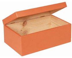 HAUDT® houten kistje EVA mini MANDARIJN - met klepdeksel - 30 x 20 x 13 cm - oranje