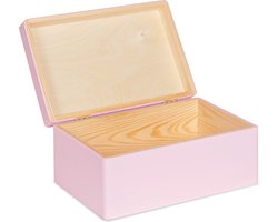 Haudt® Houten kistje EVA Mini met klepdeksel - lichtroze - 29,5 x 19,5 x 13cm - kist - opbergkist