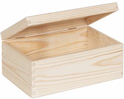 Haudt® Houten kistje EVA Mini met klepdeksel - naturel - 29,5 x 19,5 x 13 cm - kist - opbergkist
