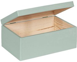 HAUDT® houten kistje EVA mini TIJM - met klepdeksel - 30 x 20 x 13 cm - zacht groen