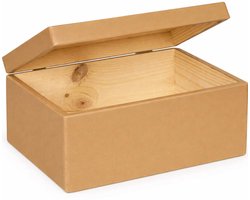 HAUDT® houten kistje EVA mini TOFFEE - met klepdeksel - 30 x 20 x 13 cm - caramel