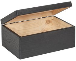 HAUDT® houten kistje EVA mini ZWART - met klepdeksel - 30 x 20 x 13 cm