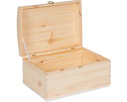 Haudt® Houten schatkist BEN - naturel - 35 x 25 x 18,5 cm - bewaarkist - opbergkist