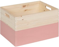HAUDT® Houten stapel kist KIM MAXI open FRAMBOOS - 39,5 x 29,5 x 23 cm - inhoud 24,1L - roze kist - opbergkist