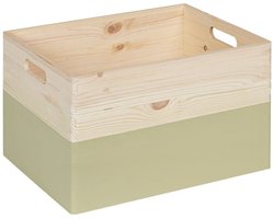 HAUDT® Houten stapel kist KIM MAXI open PISTACHE - 39,5 x 29,5 x 23 cm - inhoud 24,1L - groene kist - opbergkist