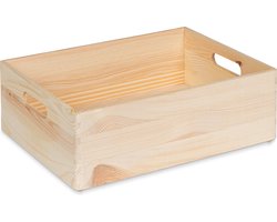 HAUDT® Houten stapelkist - KIM Midi - 39,5 x 29,5 x 13 cm - naturel - kist - opbergkist - opslag