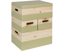 HAUDT® KIM Stapel Kist Set Pistache- 40 x 30 x 49 cm - 4 kistjes - losse deksel