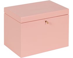 HAUDT® Kistje met slot BAS Framboos - 29 x 20 x 21 cm - houten kist met slot - incl. koperen sleutel - zacht roze opbergkist