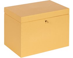 HAUDT® Kistje met slot BAS Goud - 29 x 20 x 21 cm - houten kist met slot - incl. koperen sleutel - Gouden metallic opbergkist
