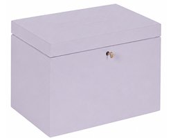 HAUDT® Kistje met slot BAS Lavendel - 29 x 20 x 21 cm - houten kist met slot - incl. koperen sleutel - licht paarse opbergkist
