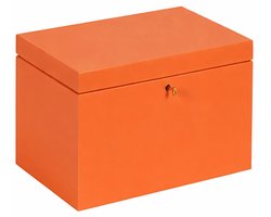HAUDT® Kistje met slot BAS Mandarijn - 30 x 20 x 23 cm - houten kist met slot - incl. koperen sleutel - oranje opbergkist