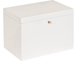 HAUDT® Kistje met slot BAS mat Wit - 30 x 20 x 23 cm - houten kist met slot - incl. koperen sleutel - mat witte opbergkist