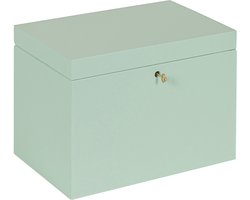 HAUDT® Kistje met slot BAS Tijm - 29 x 20 x 21 cm - houten kist met slot - incl. koperen sleutel - zacht groene opbergkist