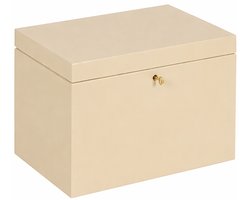 HAUDT® Kistje met slot BAS Zand - 30 x 20 x 23 cm - houten kist met slot - incl. koperen sleutel - licht bruine opbergkist