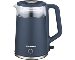 Hausberg HB-3619BL Elektrische Glazen Waterkoker 2,0 L | 1800 W | Blauw Coated Kettle Met Automatische Uitschakeling & Droogkookbeveiliging
