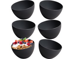 Hausfelder Schalen, mueslikommen, set van 6 stuks, onbreekbaar, 750 ml dessertkommen, soepkommen set van kommen en schalen van kunststof (antraciet-zwart)