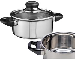 Haushalt 21300 - kookpan - 16cm - met glazen deksel - RVS