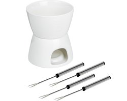 Haushalt 24672 - chocoladefondue - set van porselein - Met RVS vorkjes