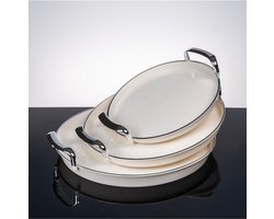 Hauskraft Dienbladen Set - 3-delig - Acryl - Crème/Zilver - Dienblad - Rond
