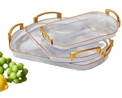 Hauskraft Dienbladen Set - 3-delig - Acryl - Transparant/Goud - Dienblad - Rechthoek