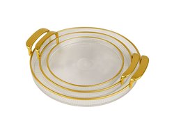Hauskraft Dienbladen Set - 3-delig - Acryl - Transparant/Goud - Dienblad - Rond