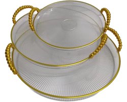 Hauskraft Dienbladen Set - 3-delig - Acryl - Transparant/Goud - Dienblad - Rond