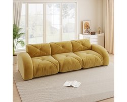 HAUSS SPOLE Bank - Modulaire 3-Zits Bank - Frameloos Comfort Met Diepe Zitting - Voor Woonkamer - Chenille - Geel