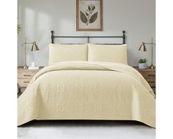 HAUSS SPOLE Bedsprei 220x240cm - Tweepersoons sprei - Zacht Ademend Comfort - Voor Slaapkamer of Woonkamer - Sprei voor bed en bank(zonder kussensloop) - Polyester - Beige