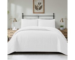 HAUSS SPOLE Bedsprei 240x260cm - Tweepersoons sprei - Zacht Ademend Comfort - Voor Slaapkamer of Woonkamer - Sprei voor bed en bank(zonder kussensloop) - Polyester - Wit