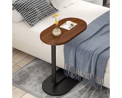 HAUSS SPOLE Bijzettafel - 45x30x63 cm - Ovale Bijzettafel - edtafel en Laptoptafel - Laptop desk - Bijzettafel Bank - Bijzettafel - Nachtkastje -Hout & Metaal-Walnootkleur