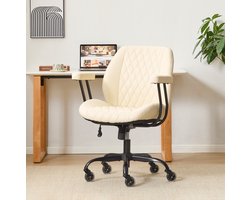 HAUSS SPOLE Bureaustoel - Ergonomisch Design Met Verstelbare Zithoogte En Optionele Armleuningen - Voor Kantoor En Thuis - Leer Wit