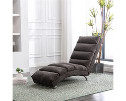 HAUSS SPOLE Chaise Longue - Massagelounge - Vaste Ligbank Met Vibratie & Zijvak - 140° Rugleuning Met Getufte Knopen - 1-Zits, Woonkamer/Kantoor - Linnen Donkergrijs