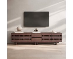 HAUSS SPOLE Dressoir - Tv-Meubel Voor Televisies Tot 80 Inch - 4 Deuren En 2 Lades Voor Woonkamer Of Slaapkamer - MDF - 200x39,5x55 Cm - Walnootkleur