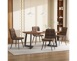 HAUSS SPOLE Eetkamerset 5 Delig - Rechthoekige Eettafel Met 4 Fluwelen Stoelen - Voor Keuken En Eethoek - MDF Walnoot - 117x68x75 cm