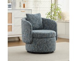 HAUSS SPOLE Fauteuil - Draaibare Accentstoel Met Verborgen Opbergruimte - Voor Woonkamer En Leeshoek - Chenille Blauw