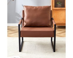HAUSS SPOLE Fauteuil - Leesstoel Met Armleuningen - Industriële Relaxstoel Voor Woonkamer, Slaapkamer En Kantoor - PU Kunstleer Bruin