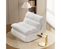 HAUSS SPOLE Fauteuil Lounge Stoel– Ergonomisch Comfort – Luie Bank - stoel voor volwassenen - traagschuimstoel voor thuis, appartement, gaminglocatie, woonkamer, slaapkamer en kantoor – Ergonomisch ontwerp - Cordstof – Wit