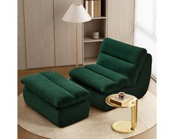 HAUSS SPOLE Fauteuil Lounge Stoel– Ergonomisch Comfort – Luie Bank - stoel voor volwassenen - traagschuimstoel voor thuis, appartement, gaminglocatie, woonkamer, slaapkamer en kantoor – Ergonomisch ontwerp - Cordstof – Groen