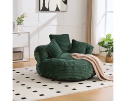 HAUSS SPOLE Fauteuil - Zitzakstoel Relax - Enkelstuk - Hoge Rugleuning & Armleuningen - Relaxstoel voor Spelkamer en Woonkamer - Stof Smaragdgroen