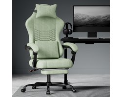 HAUSS SPOLE Gamingstoel - Ergonomisch Design - Verstelbaar Met Voetsteun En Massagefunctie - Voor Gamen En Kantoor - Stof Groen