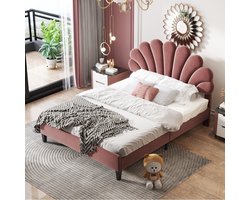 HAUSS SPOLE Gestoffeerd Bed 140x200 - Kinderbed Met Lattenbodem En Opbergruimte - Fluweel - Rood