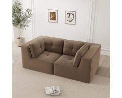 HAUSS SPOLE Hoekbank - Modulaire 2-Zits Bank - Frameloos Comfort En Flexibele Opstelling - Voor Woonkamer En Slaapkamer - Cord Bruin