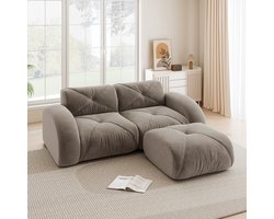HAUSS SPOLE Hoekbank - Modulaire 2-Zits Bank Met Hocker - Zacht En Ondersteunend - Voor Woonkamer En Appartement - Chenille Bruin