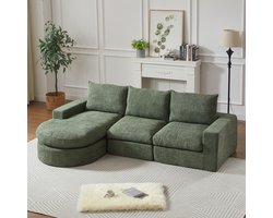 HAUSS SPOLE Hoekbank – Modulaire Chaise Longue – Verwisselbare Loungebank Links Of Rechts – Geen Montage Nodig – Chenille – Groen