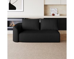 HAUSS SPOLE Loungebank - Linkse 2-Zits Bank - Direct Gebruiksklaar Zonder Montage - Voor Woonkamer En Slaapkamer - Stof Zwart