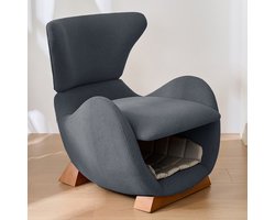 HAUSS SPOLE Loungestoel – Walvishaai Design Fauteuil – 1-Zits – met Dierenhol & Krasbestendige Bekleding – voor Woonkamer en Huisdiervriendelijk – Stof Grijs