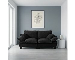 HAUSS SPOLE Loveseat - 2-Zits Modulaire Bank - Met Gebogen Armleuningen En Afneembare Kussens - Voor Appartement En Woonkamer - Chenille Zwart